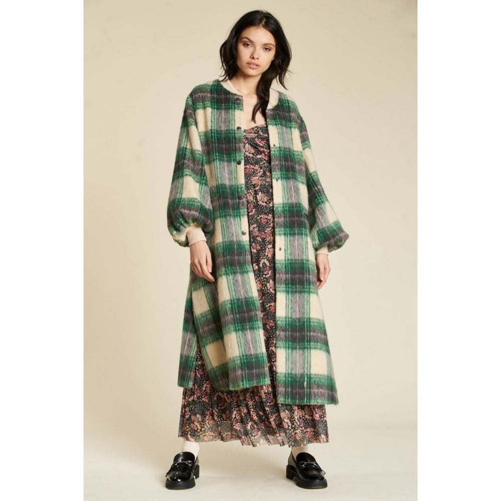 dRA cameron coat green plaid size XS (runs big, fits more like a small)
